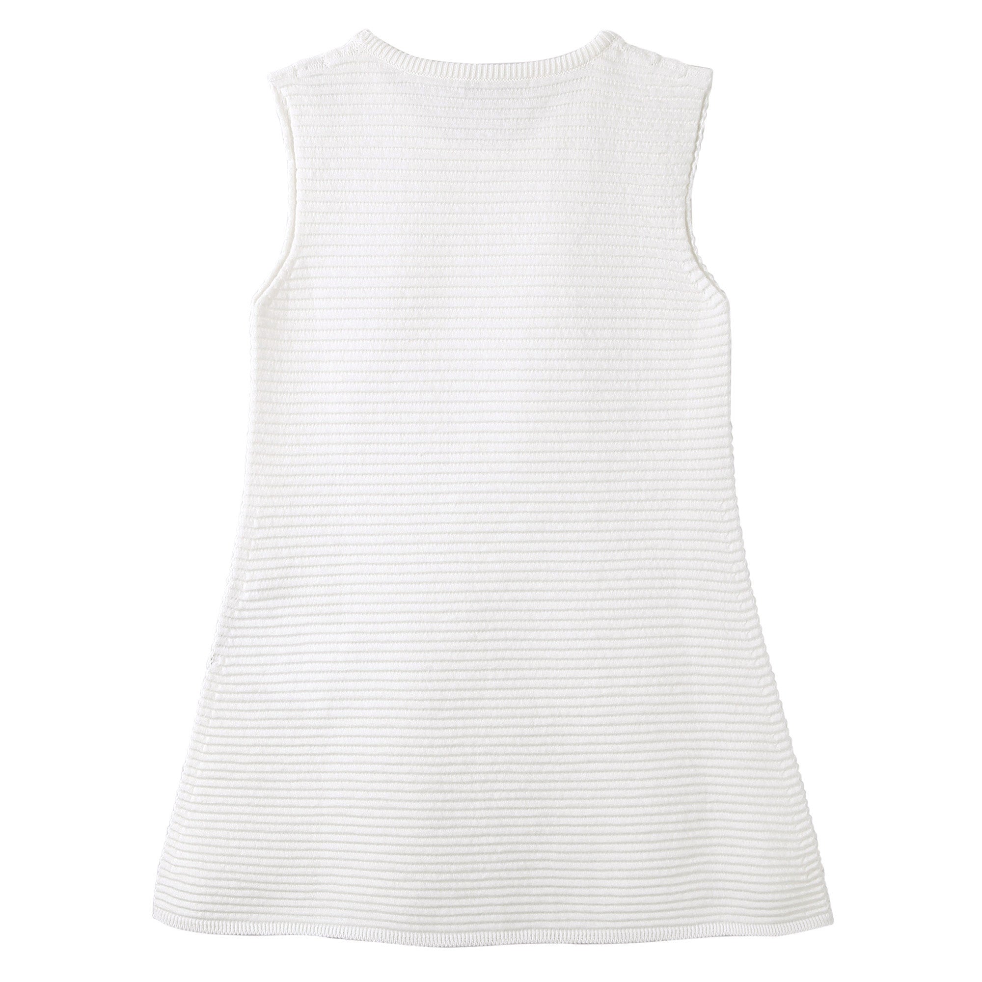 Baby Girls White Striped Knitted Sleeveless Dress - CÉMAROSE | Children's Fashion Store - 2