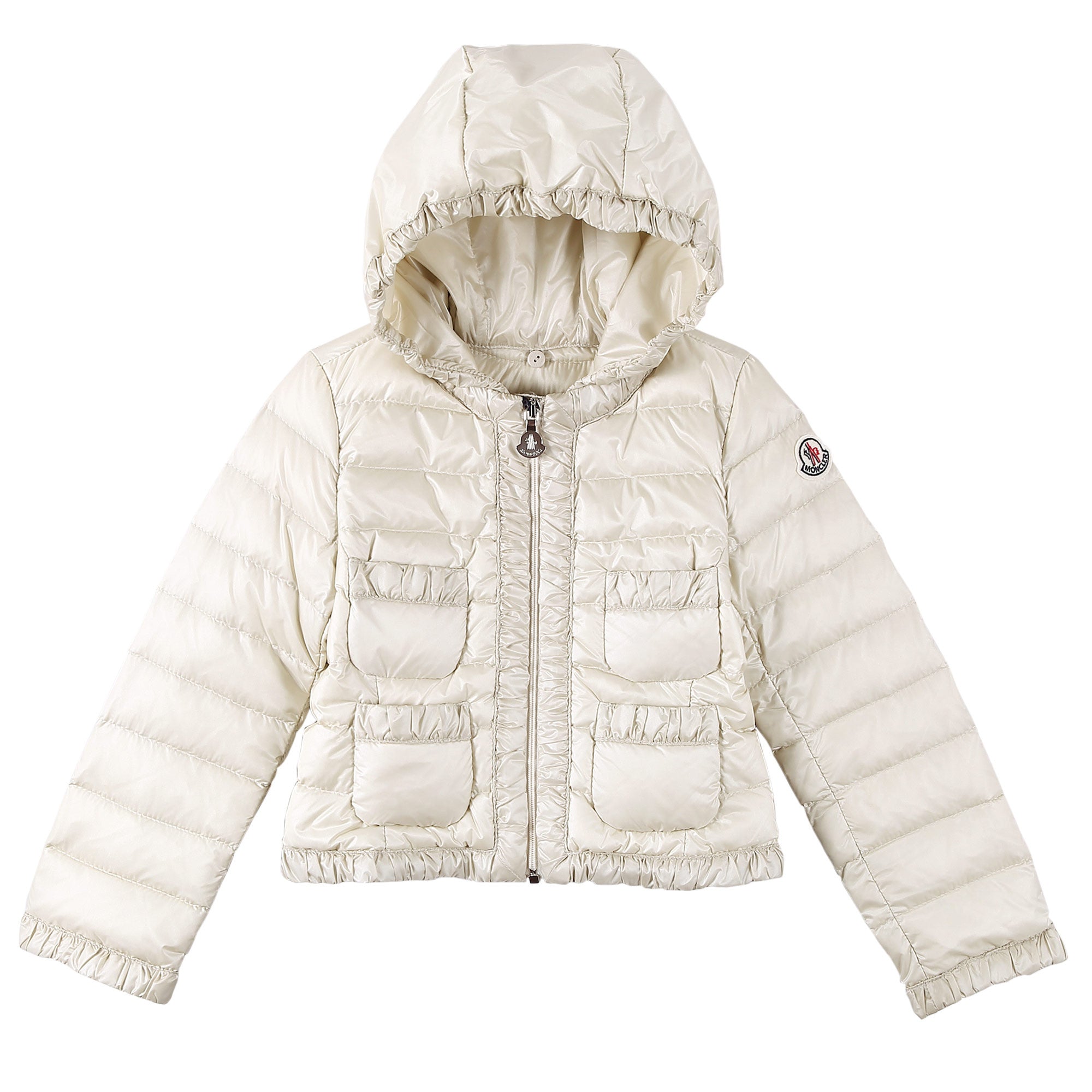 Baby Girls Milk White Down Padded 'Flavienne' Jacket With Frilly Cuffs - CÉMAROSE | Children's Fashion Store - 1