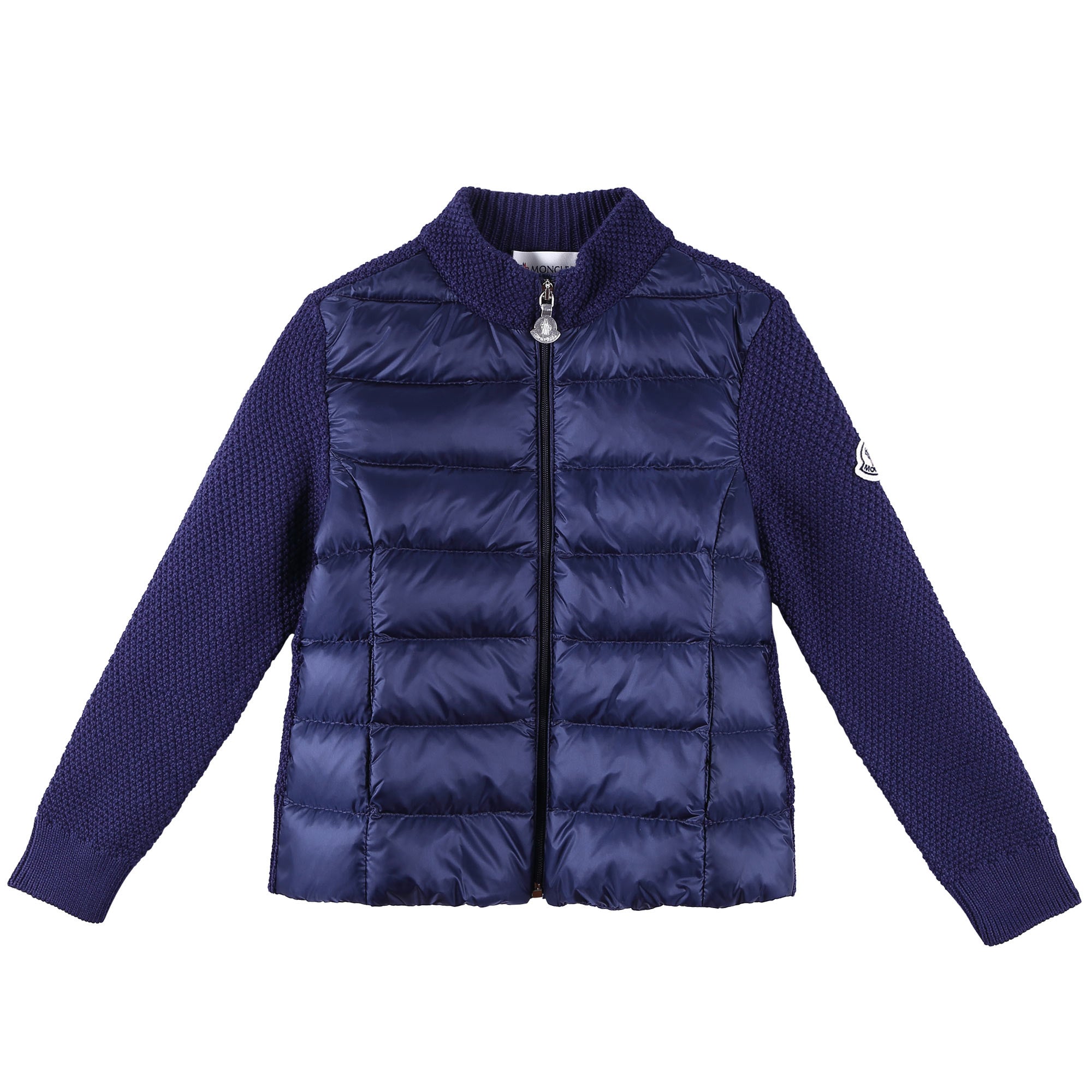 Boys Navy Blue Down Padded Knitted Jackets - CÉMAROSE | Children's Fashion Store - 1