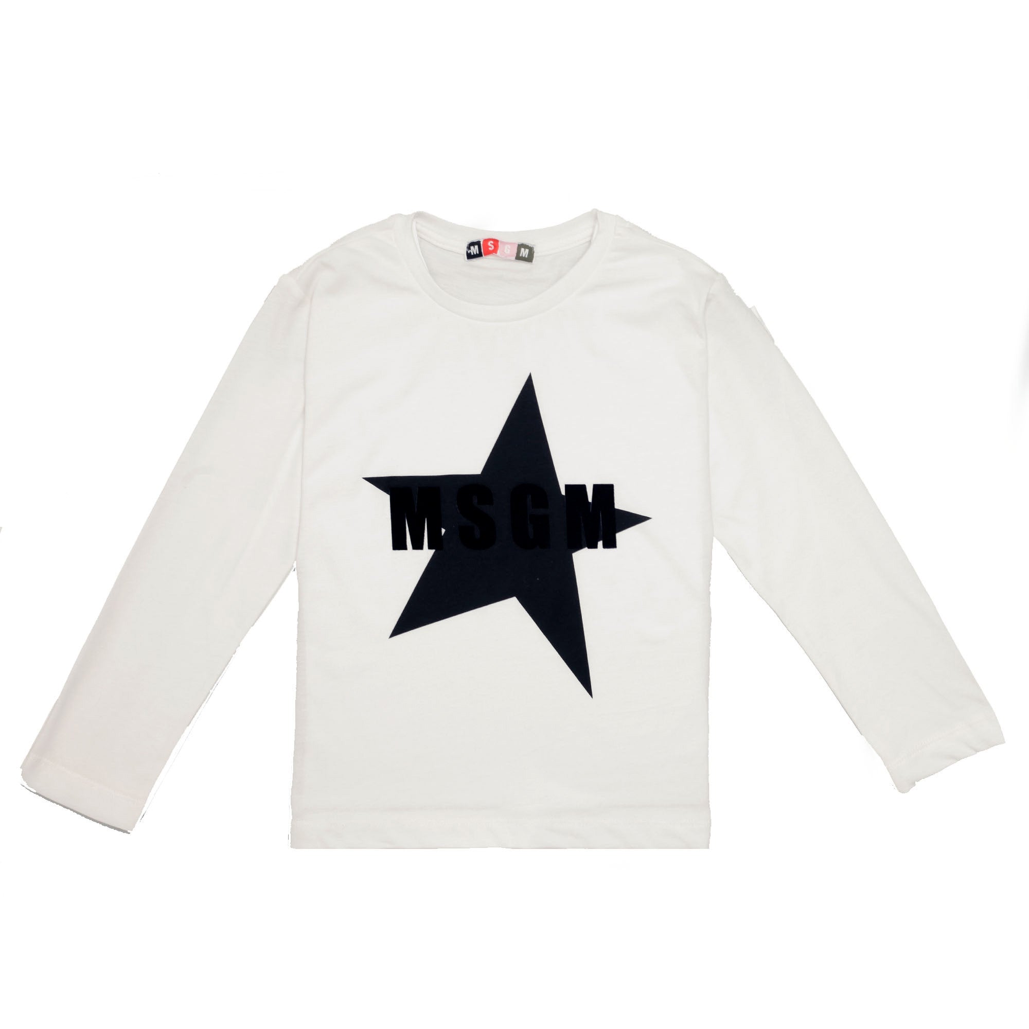 Boys White Jersey Cotton T-Shirt With Black Star Trims - CÉMAROSE | Children's Fashion Store - 1