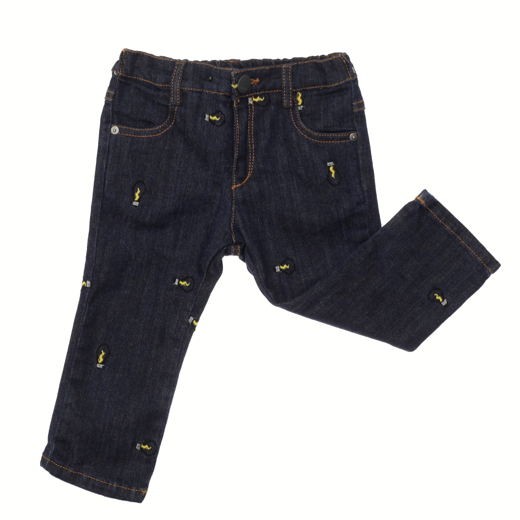 Baby Boys Blue Embroidered Denim Cotton Jeans - CÉMAROSE | Children's Fashion Store - 4