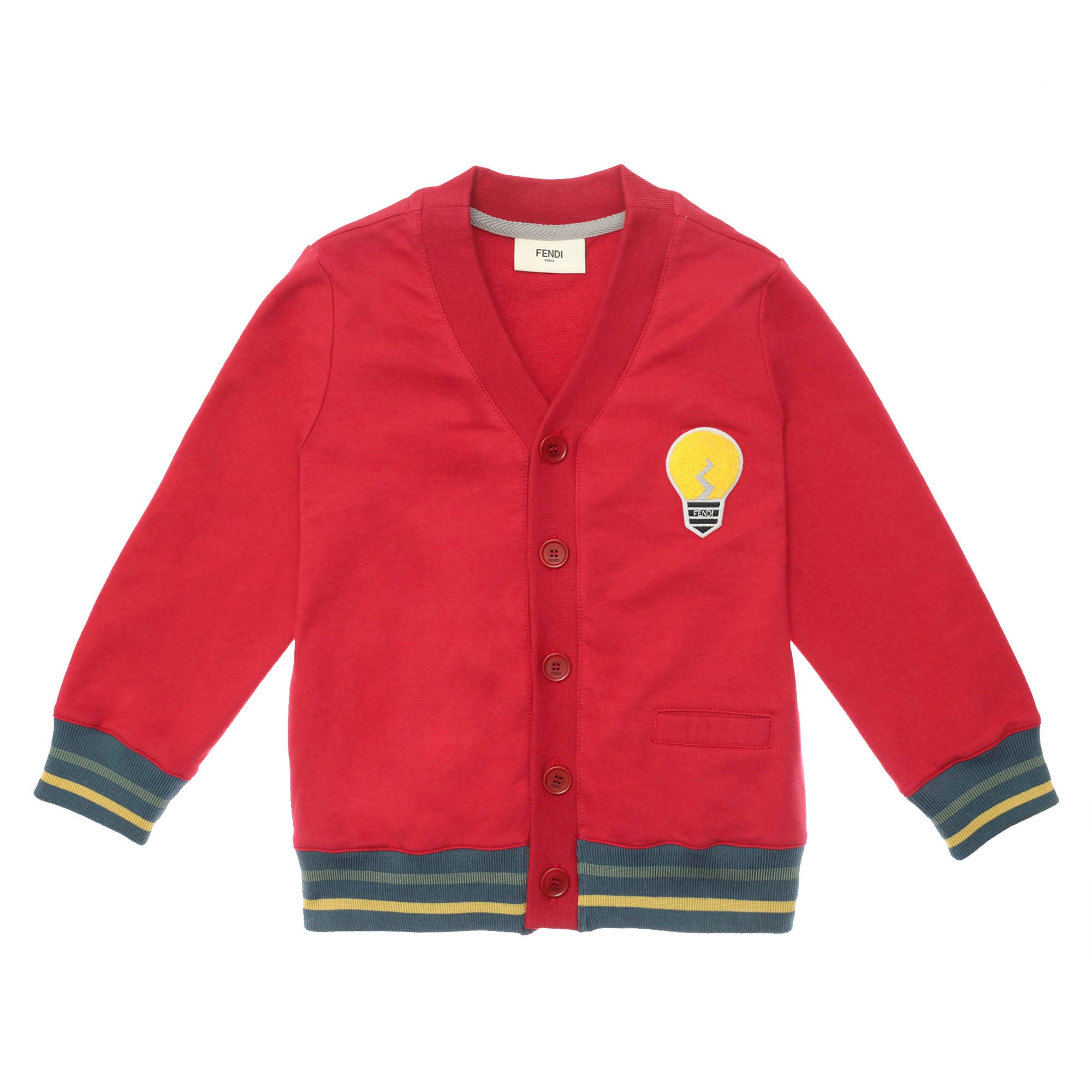 Boys Red Embroidered Lightbulb Rib Cuffs Cardigan - CÉMAROSE | Children's Fashion Store - 1