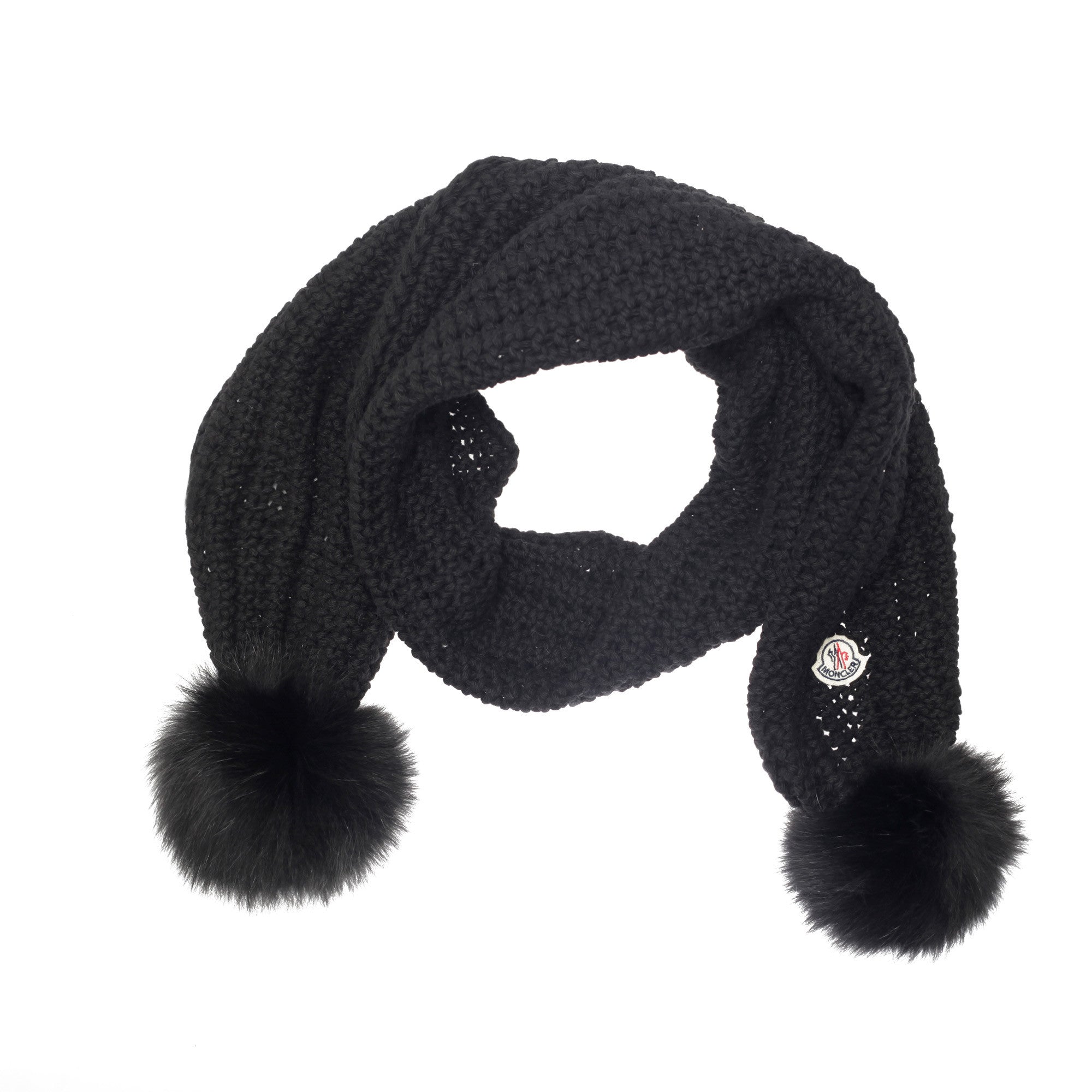 Boys & Girls Black Wool Scarf With Fur Pom-Pom - CÉMAROSE | Children's Fashion Store - 1