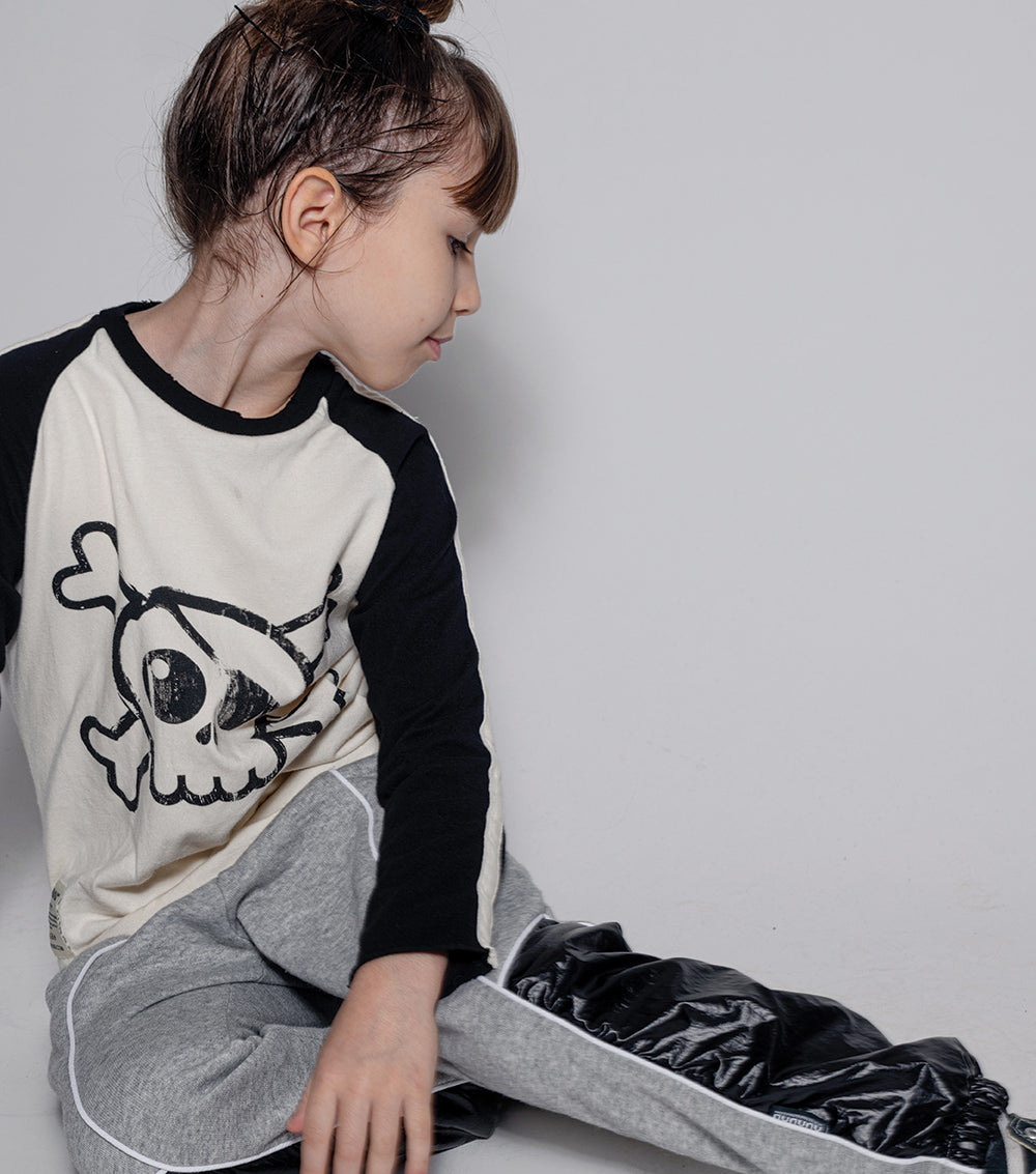 Boys & Girls White Skull Printed Cotton T-Shirt