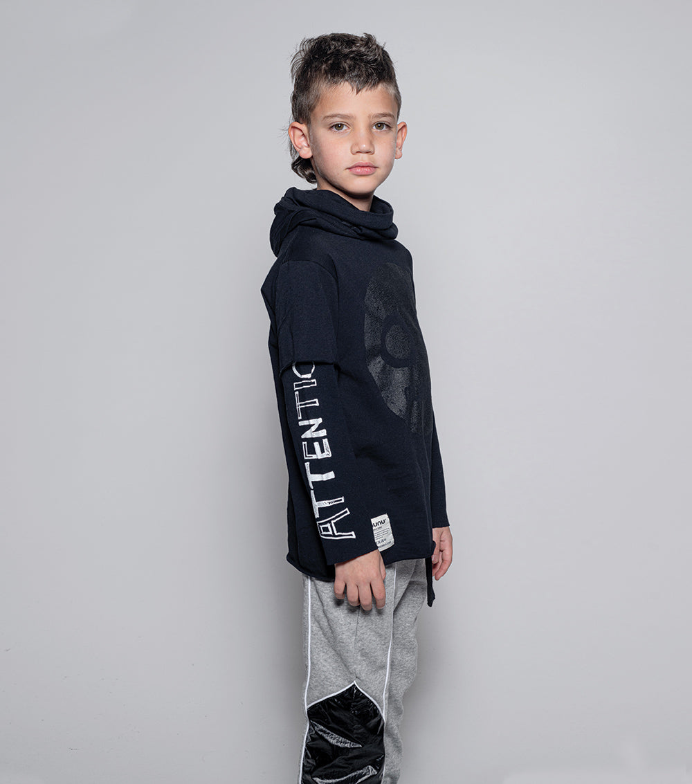 Boys & Girls Black Hooded Top