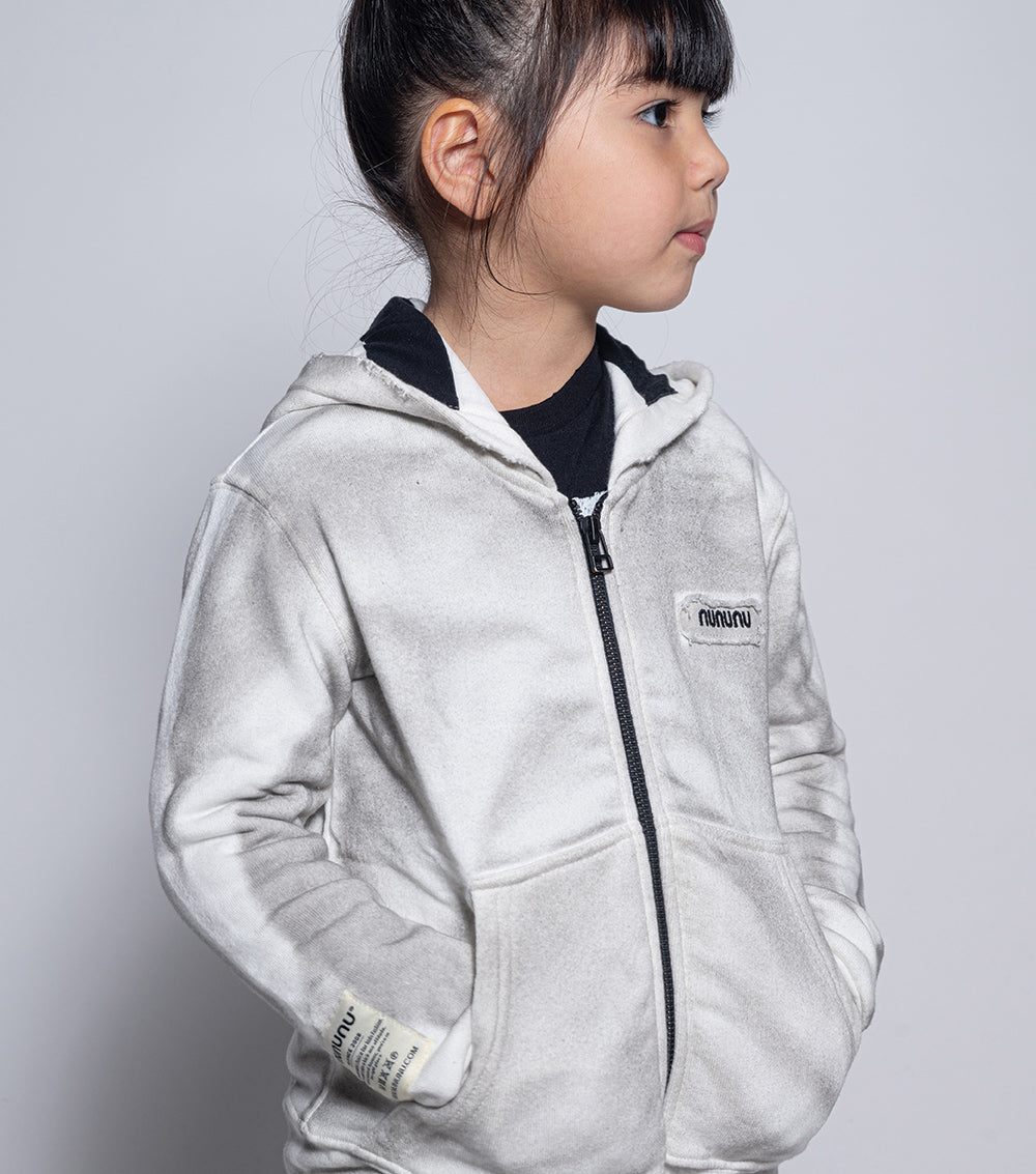 Boys & Girls White Hooded Zip-Up Top