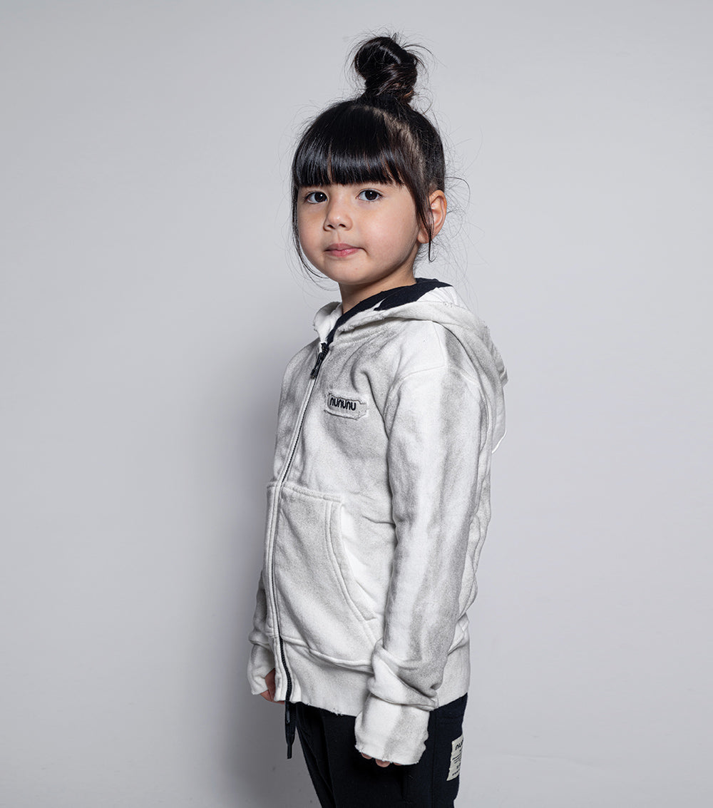 Boys & Girls White Hooded Zip-Up Top