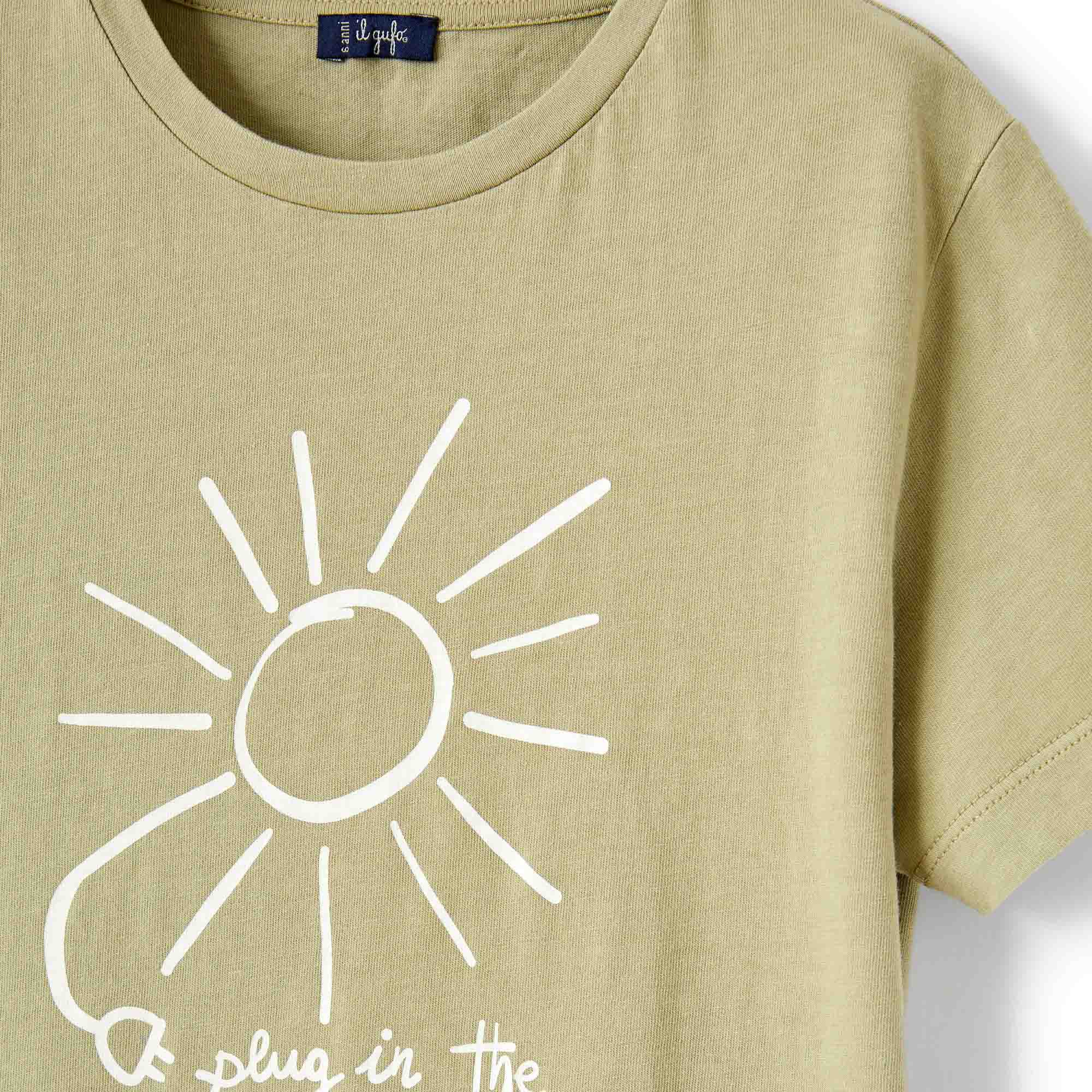 Boys & Girls Green Sun Cotton T-Shirt