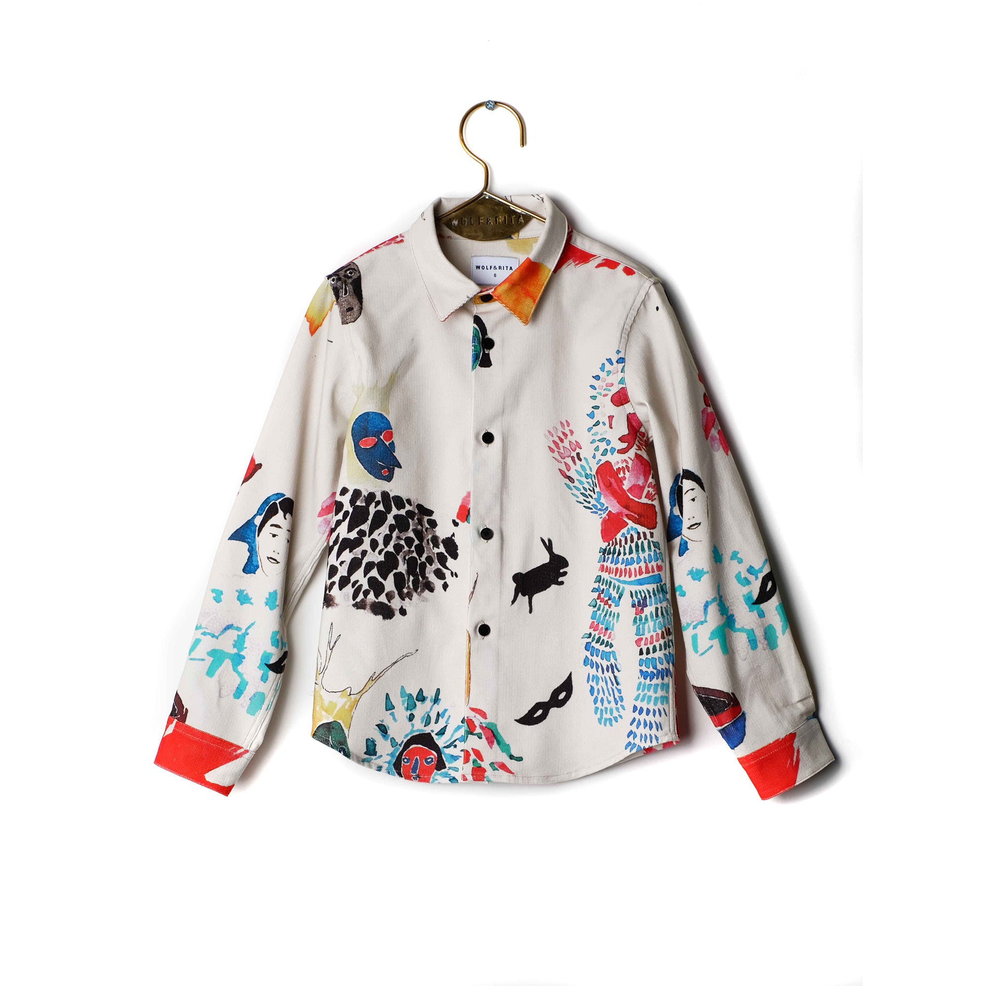 Boys White Printed Cotton Shirt