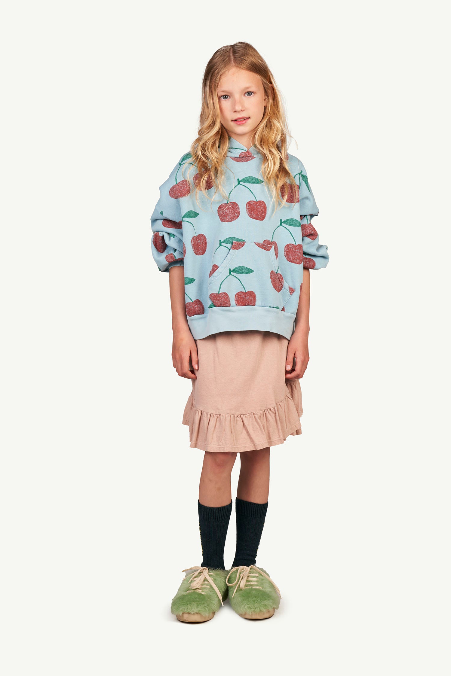 Boys & Girls Blue Cherry Printed Cotton Sweatshirt