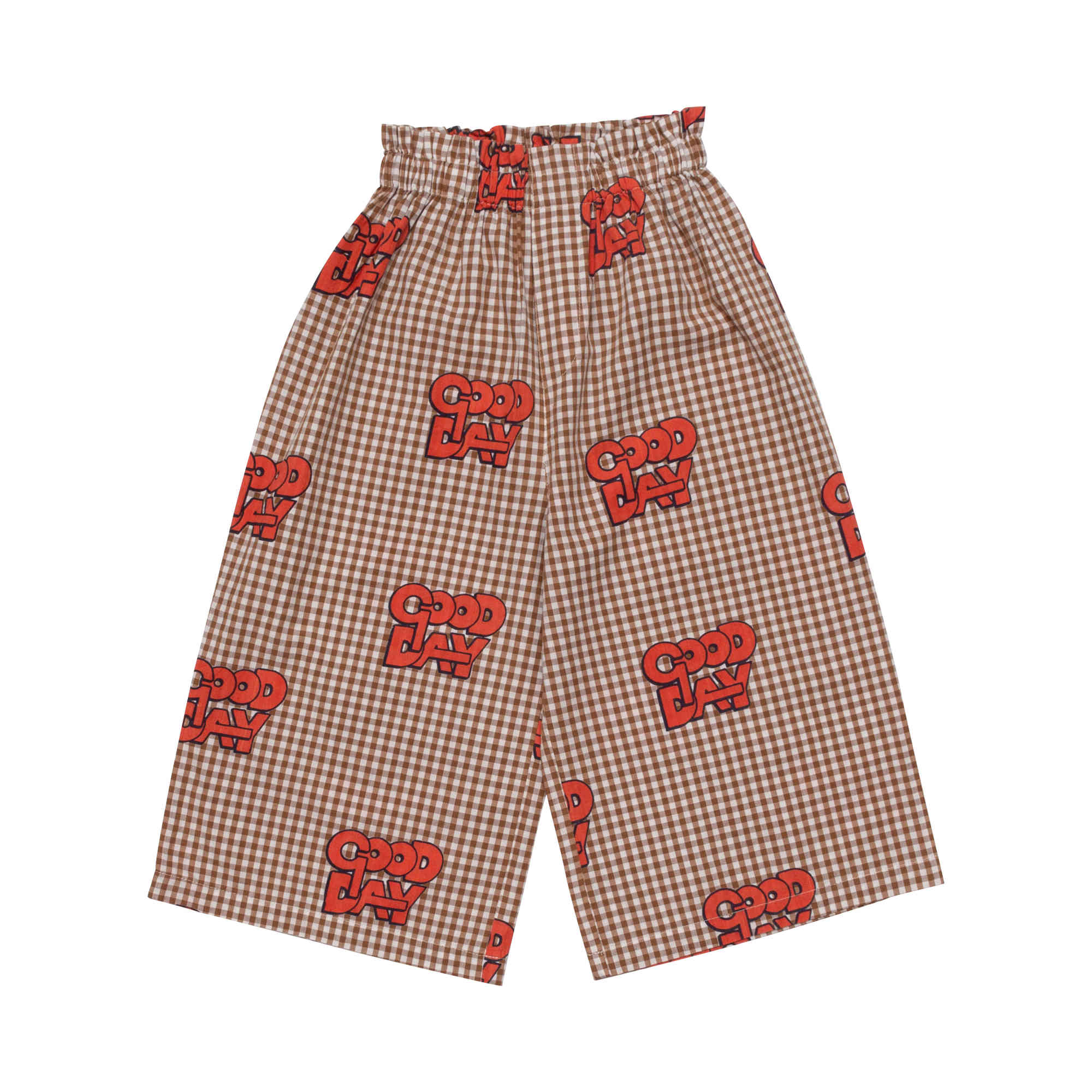 Boys & Girls Caramel Check Cotton Trousers