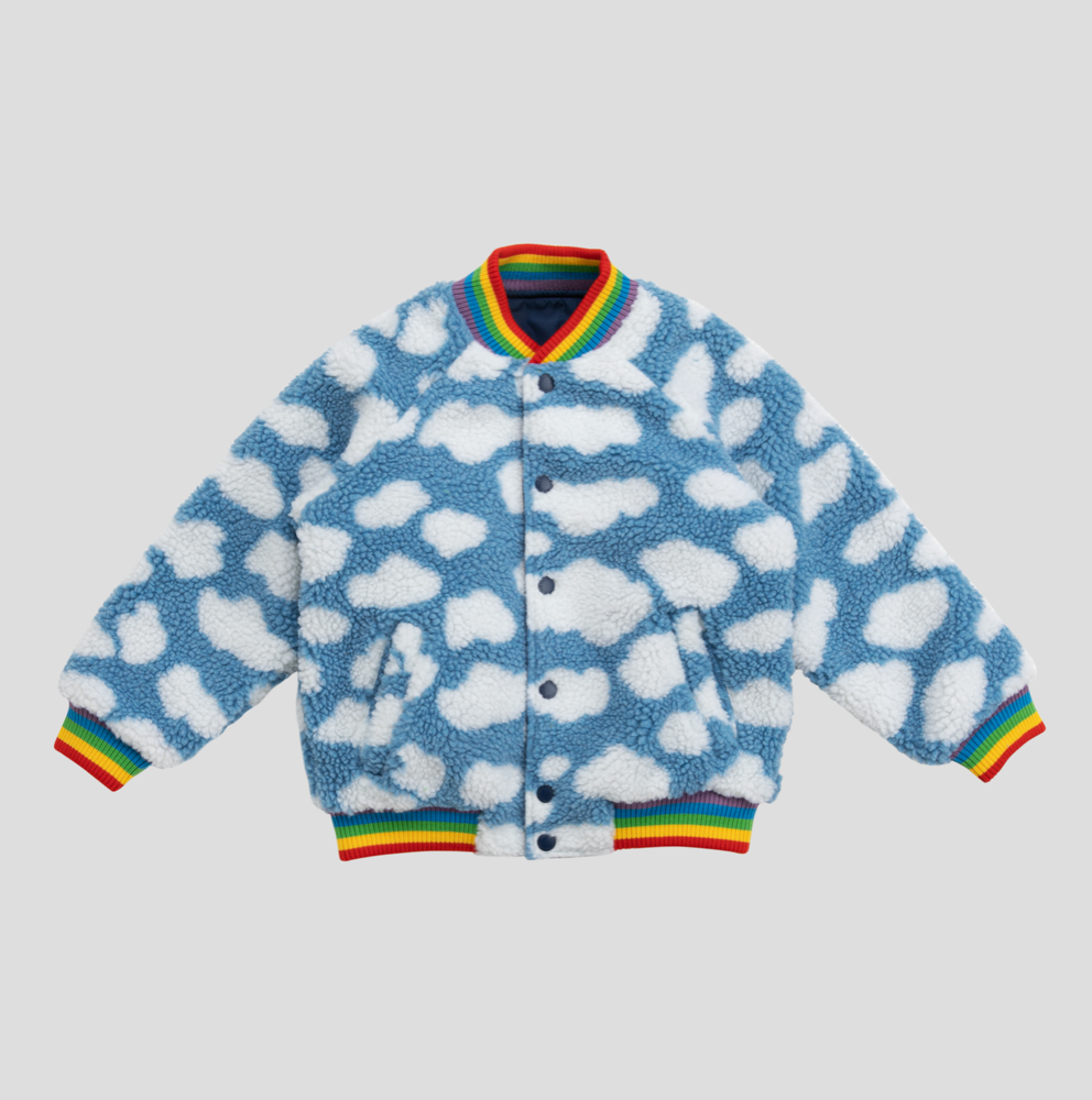 Boys Navy Teddy Bear Clouds Jacket