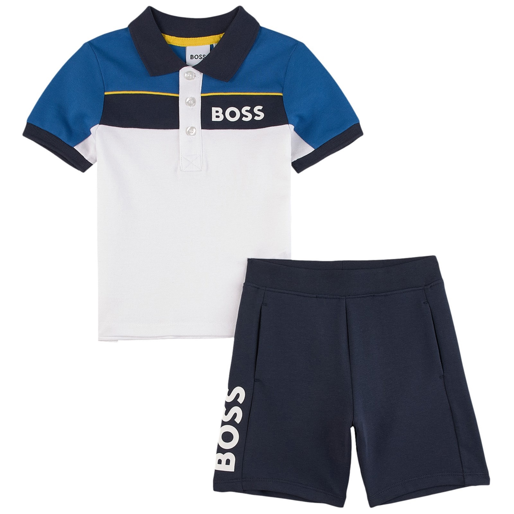 Baby Boys Blue Poloshirt Cotton Set