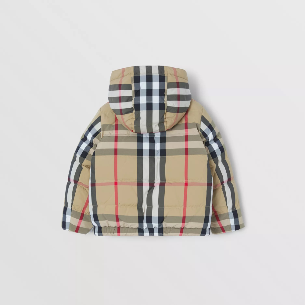 Boys & Girls Beige Check Padded Down Jacket