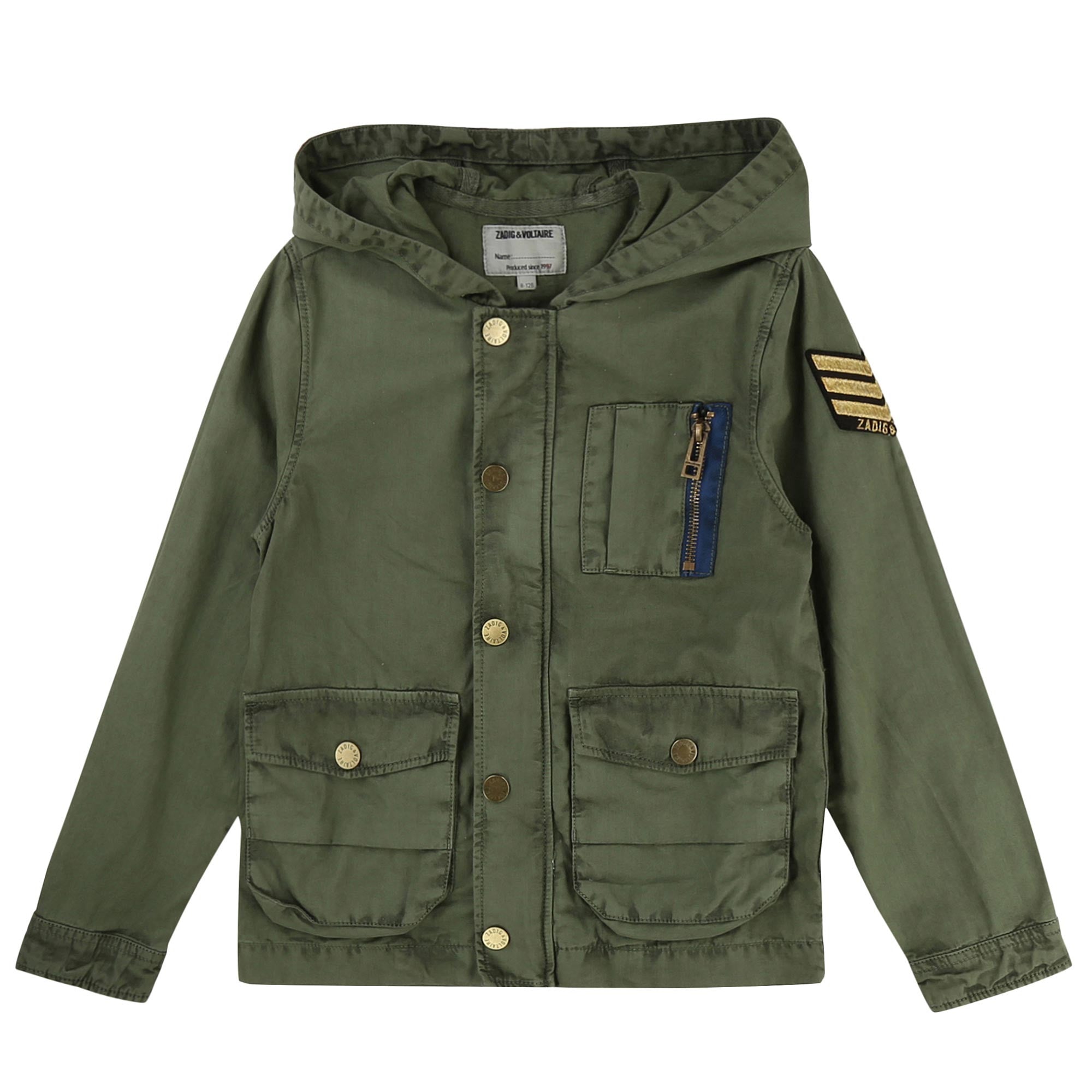 Boys & Girls Green Cotton Zip-up Top