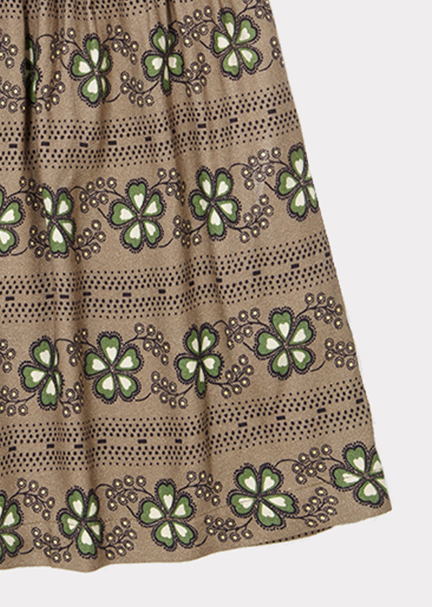 Girls Brown Flower Printed Cotton Skirt