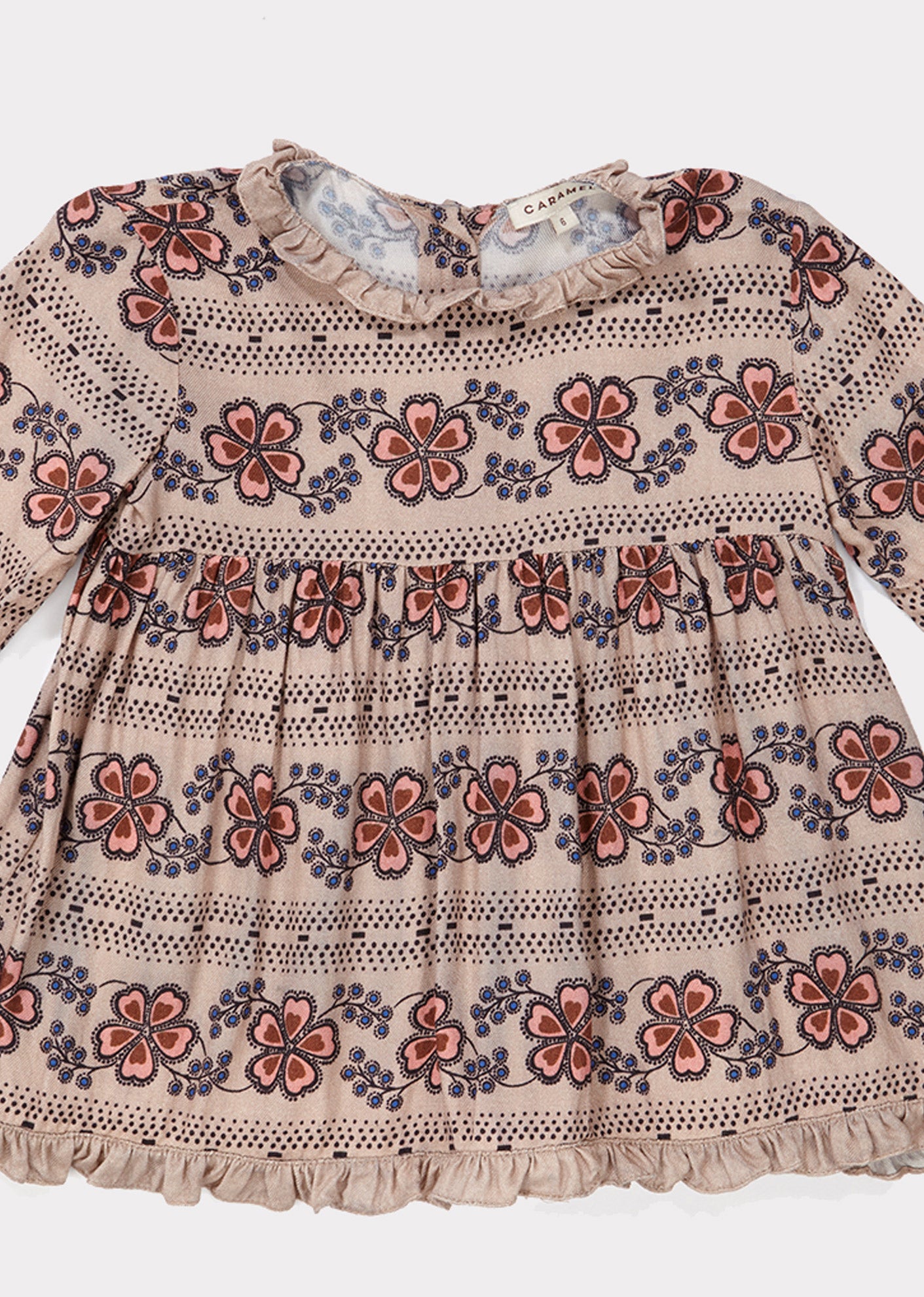 Baby Girls Light Brown Flower Printed Dress