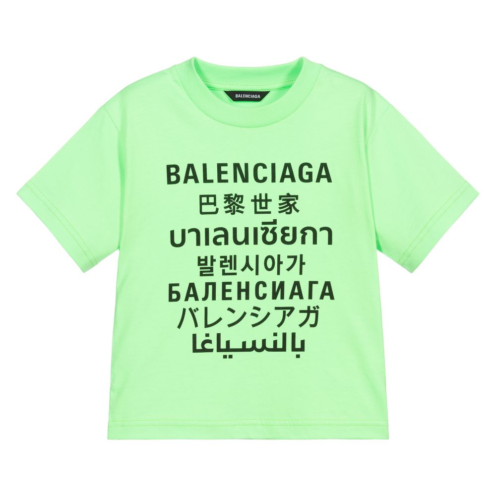 Boys & Girls Fluo Green Cotton T-Shirt