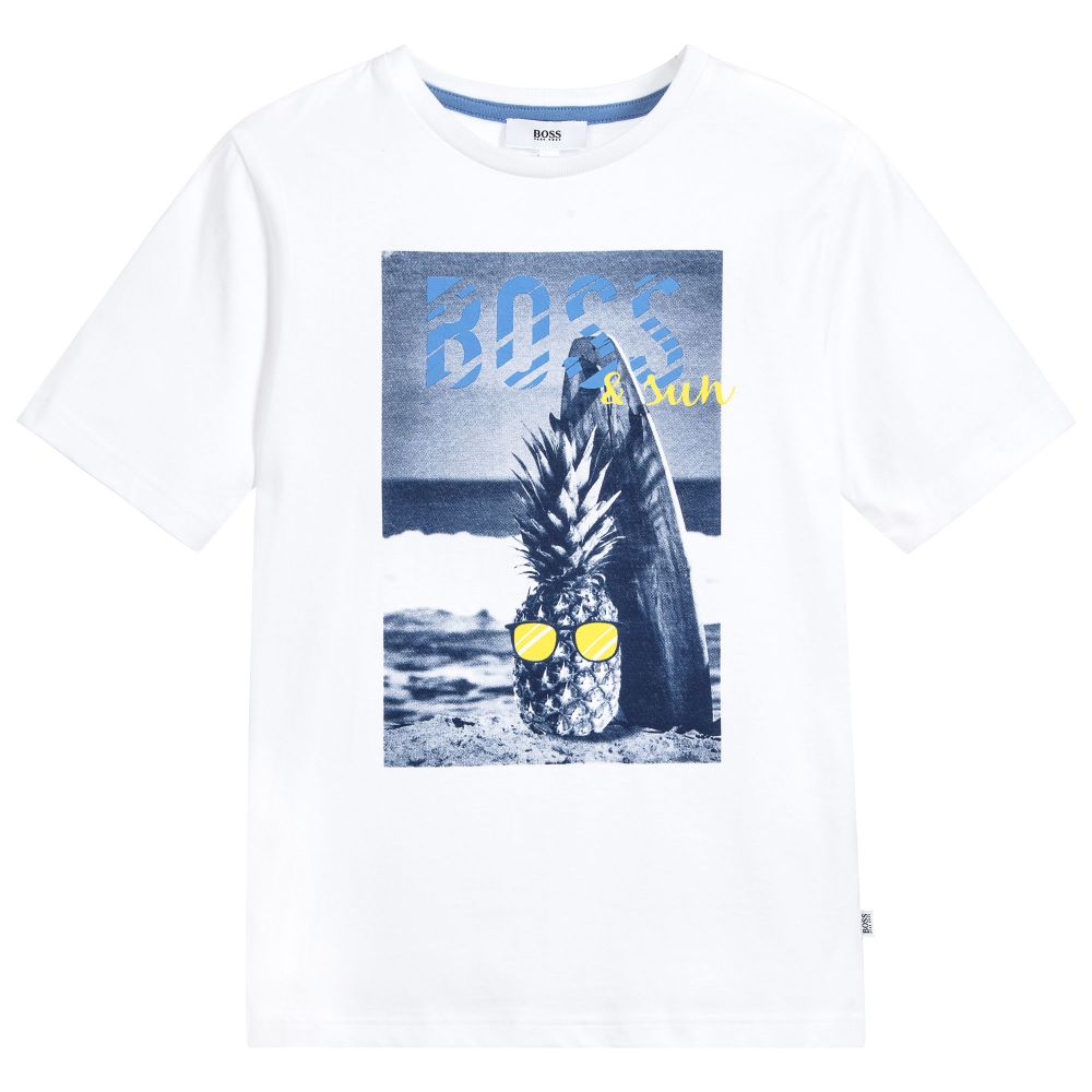 Boys White & Blue T-shirt