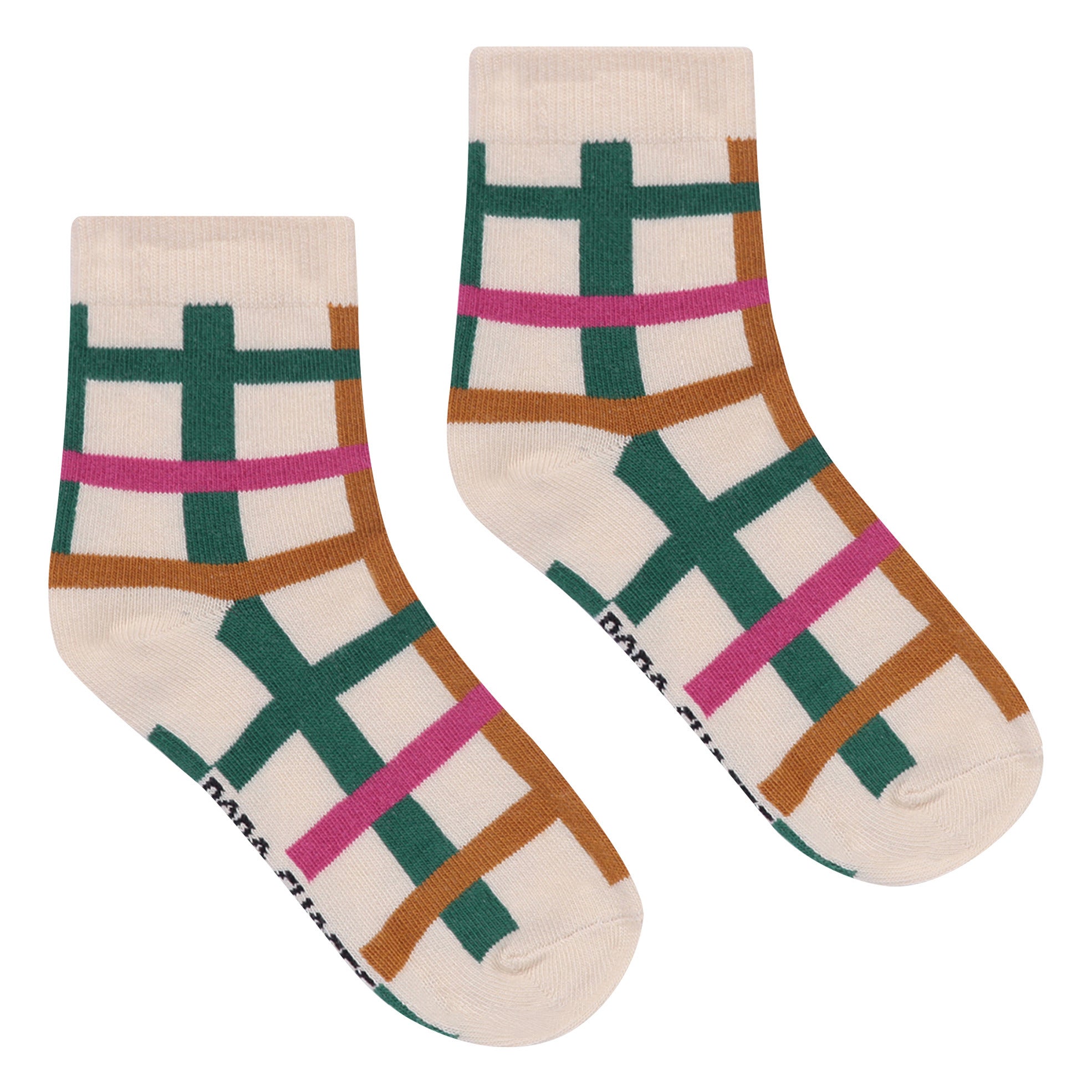 Boys Green Check Short Socks