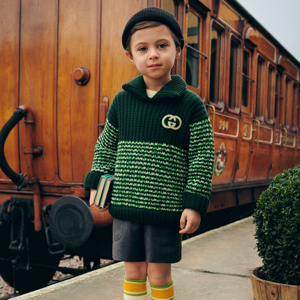 Boys & Girls Green Wool Jumper