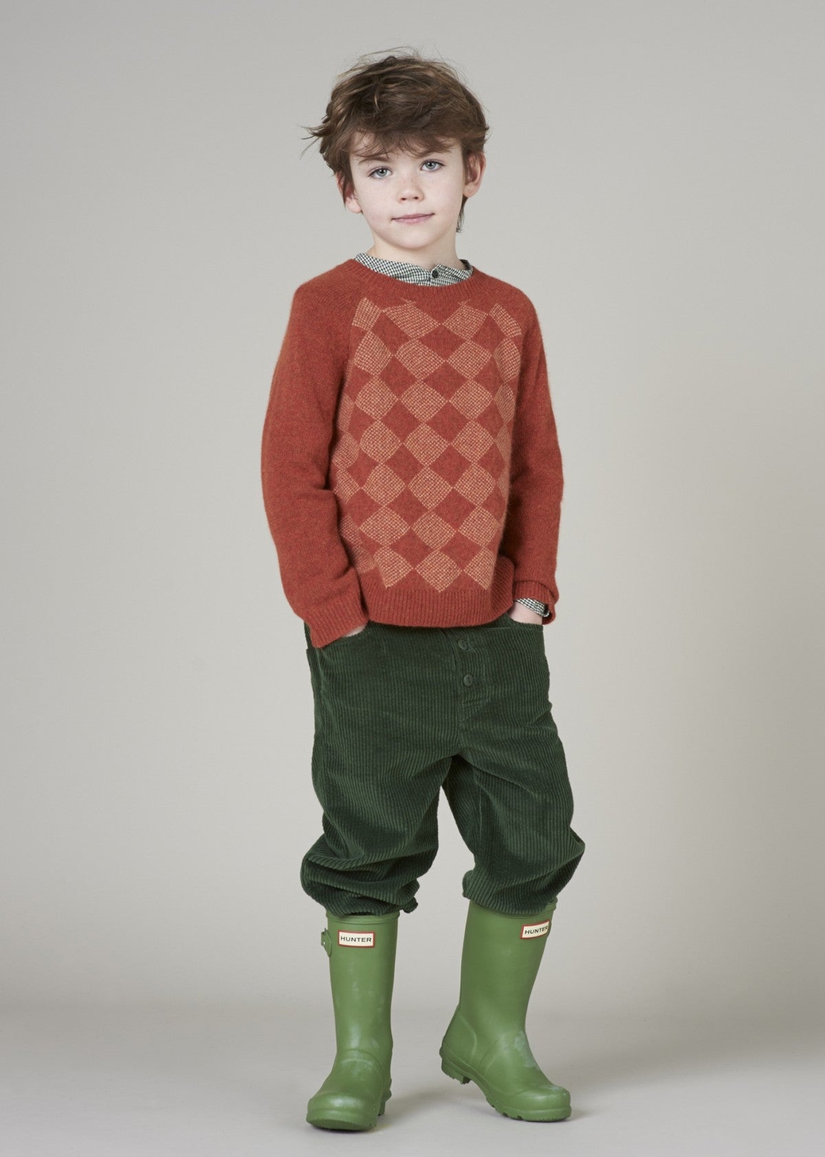 Boys Green Cotton Trousers