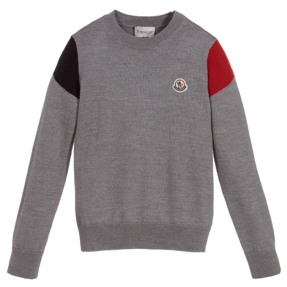 Boys Grey Virgin Wool Sweater