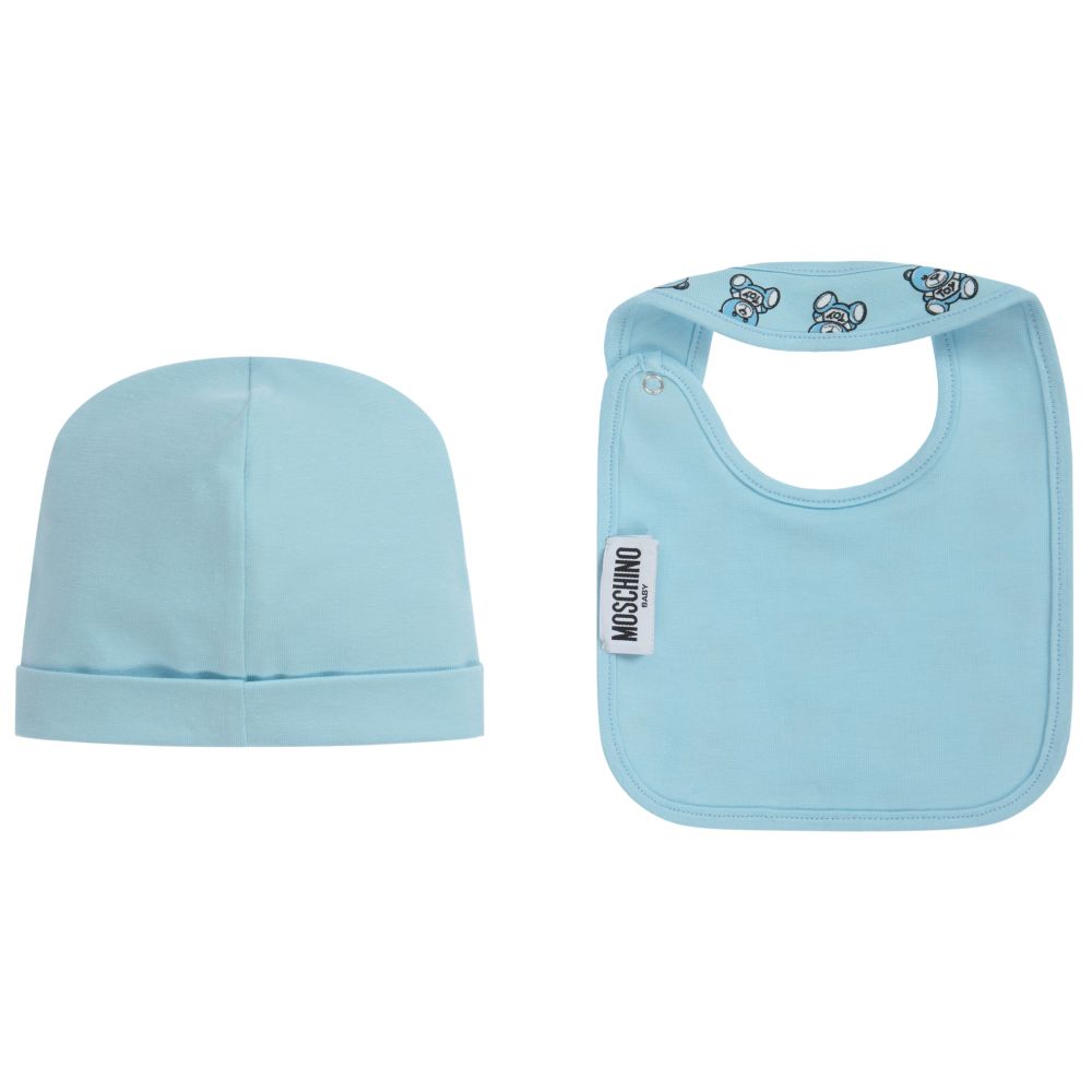 Baby Boys Blue Hat & Bib Set