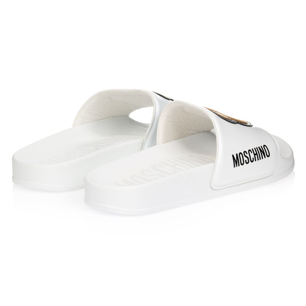 Boys & Girls White Patch Teddy Slides