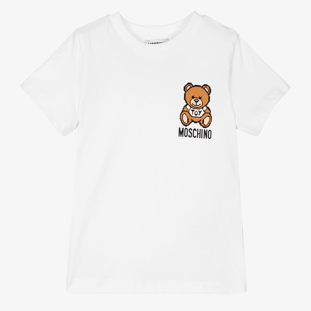 Boys & Girls White Bear Cotton T-Shirt