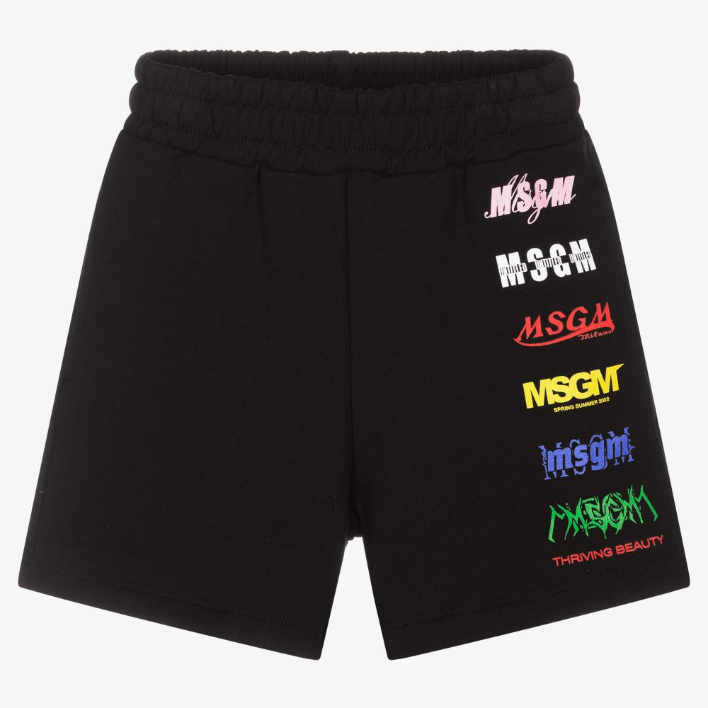 Boys & Girls Black Cotton Shorts