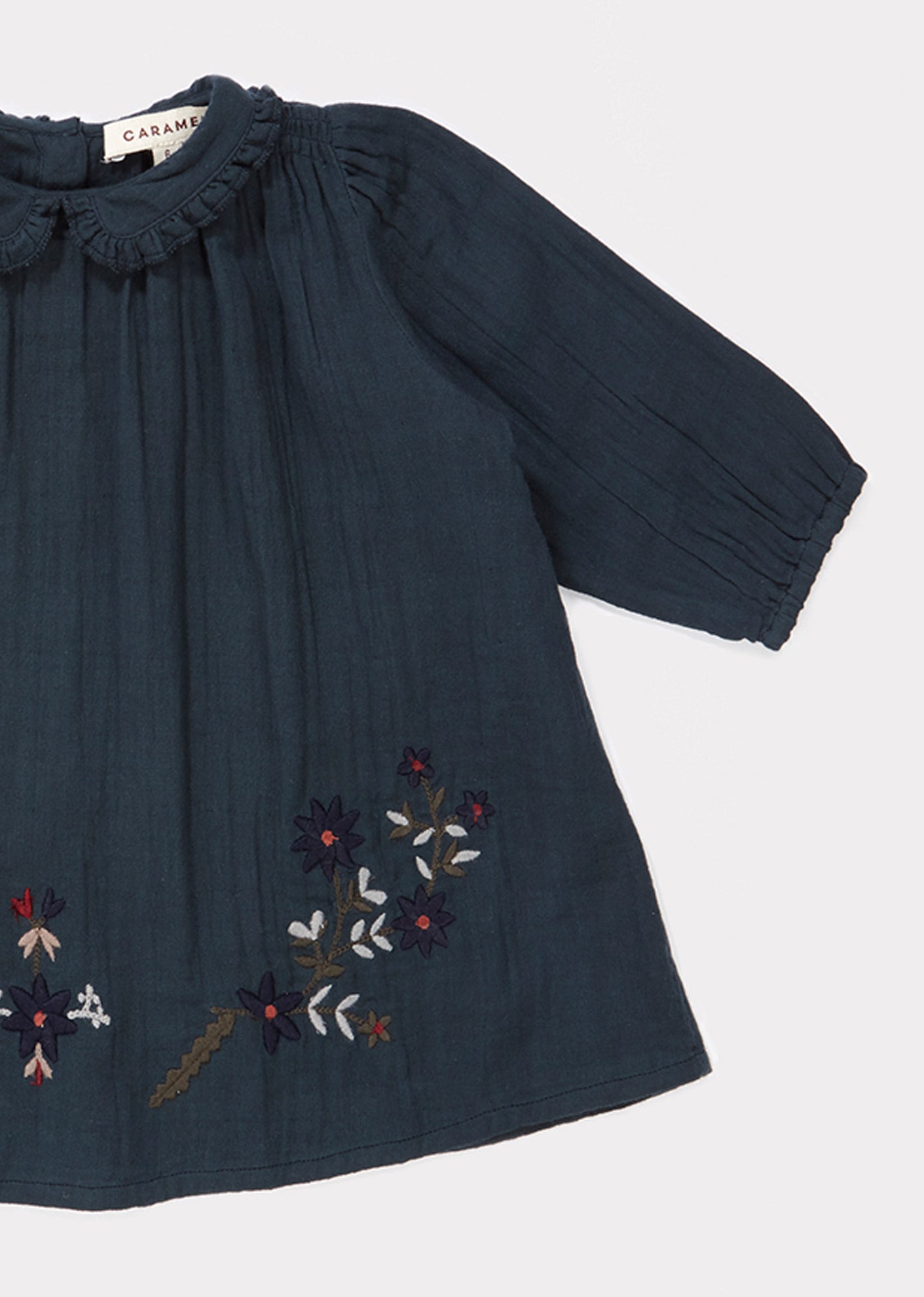 Baby Girls Dark Slate Embroidered Cotton Dress