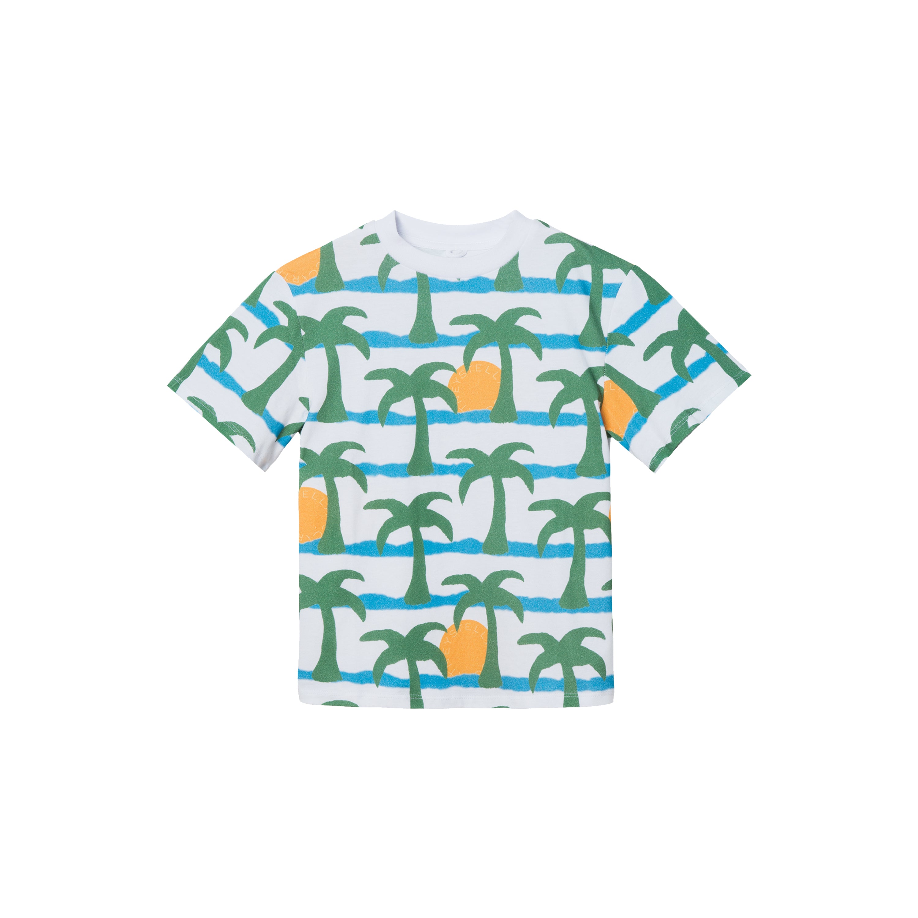 Boys White Print Cotton T-Shirt