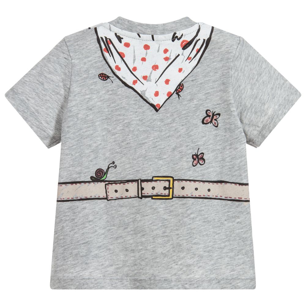 Baby Boys Grey Printed Cotton T-shirt