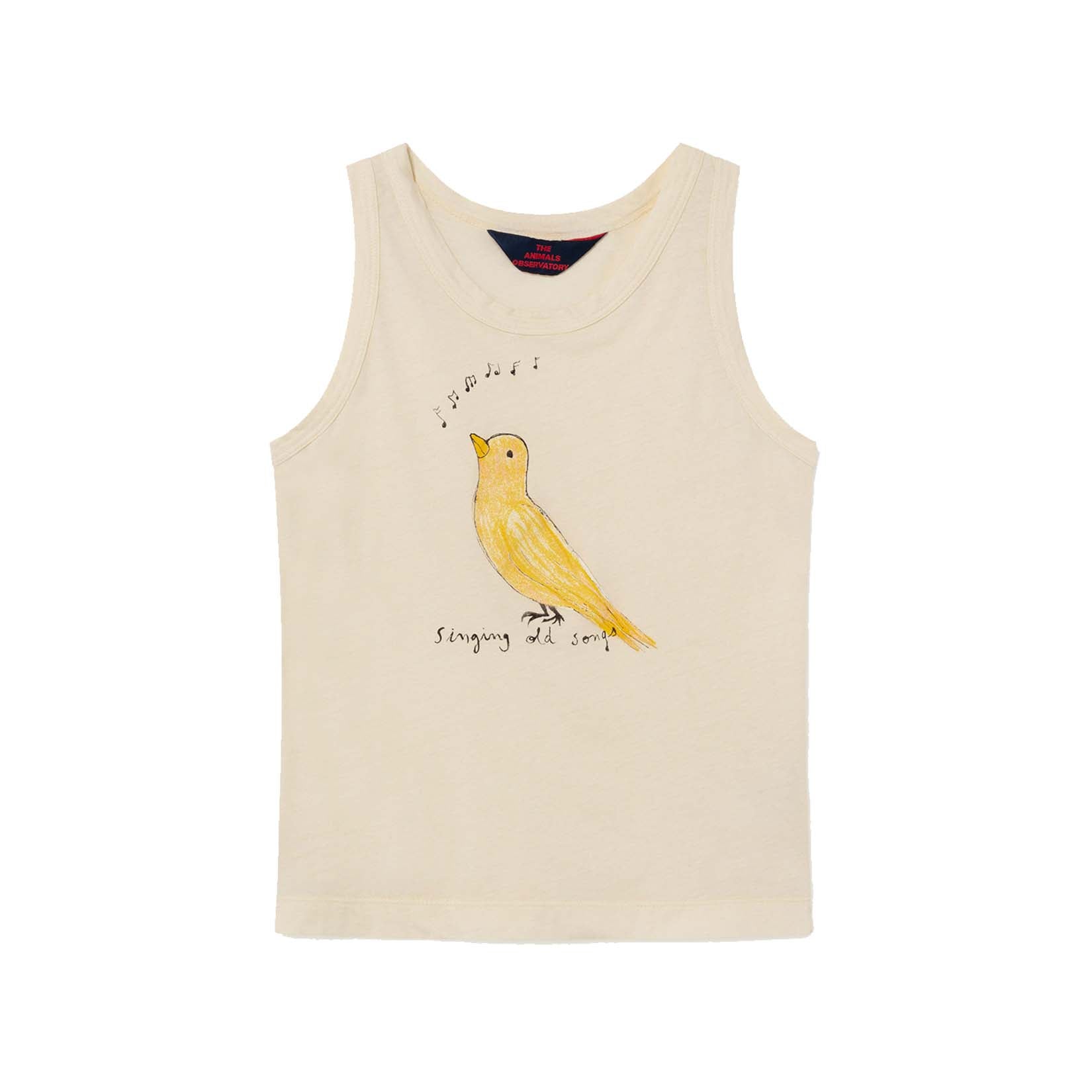 Boys White Bird Cotton Tank Top